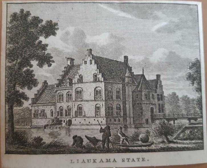 12-1 / Liaukama state nabij Sexbierum Kopergravure ca 1790, Antiek en Kunst, Kunst | Etsen en Gravures, Ophalen of Verzenden