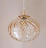 Vintage bubble hanglamp | Vintage bol amberkleur jaren 60, Huis en Inrichting, Lampen | Hanglampen, Ophalen of Verzenden, Zo goed als nieuw