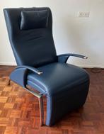 Fauteuil chair Diva | Italiaans design | blauw leder, Huis en Inrichting, Fauteuils, Ophalen, Gebruikt, 125 tot 150 cm, Metaal
