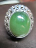 Antiek jade design zilver ring natuurlijke jade, Ophalen, Zilver, Ring, Met edelsteen