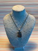 Zilveren medaillon, rechthoek, aan zilveren ketting, Ophalen of Verzenden, Zilver