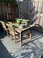 Oud groen emaille petroleumstellen en grijs emaiile pan, Ophalen