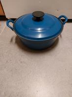 Een prachtige Le Creuset 24cm gietijzer braadpan blauw, Ophalen of Verzenden, Gebruikt, Gietijzer, Koekenpan of Braadpan