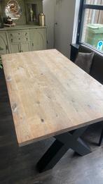 Eikenhouten eettafel 176x98 met stalen kruispoten, Huis en Inrichting, Tafels | Eettafels, Ophalen, Gebruikt, Eikenhout, 50 tot 100 cm
