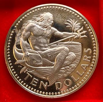 Barbados 10 Dollars 1973 proof zilver Neptunes beschikbaar voor biedingen