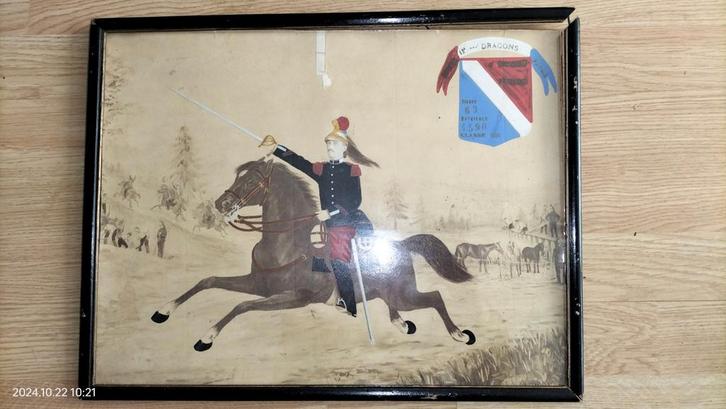 Oude Tekening/Schilderij: Cavalerie Officier, Antiek en Kunst, Kunst | Schilderijen | Klassiek, Ophalen of Verzenden