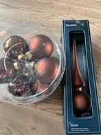 Bruine piek en 10 bruine kerstballen van Decoris, Diversen, Kerst, Ophalen, Zo goed als nieuw