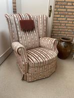 Vintage oorfauteuil engels roze streep als nieuw, Ophalen of Verzenden, Zo goed als nieuw