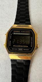 Casio digitaal horloge A168WE zwart/goud – werkend, Overige merken, Staal, Met bandje, Polshorloge