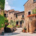 Toscaans straatje fotobehang, Italie, bloemenstraat, Italie, Toscane, romantisch, vakantie sfeer,, Verzenden