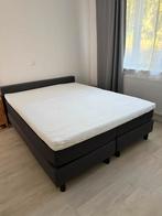Donkergrijze boxspring 160x200 met topper, Ophalen, Zo goed als nieuw, Tweepersoons, 160 cm