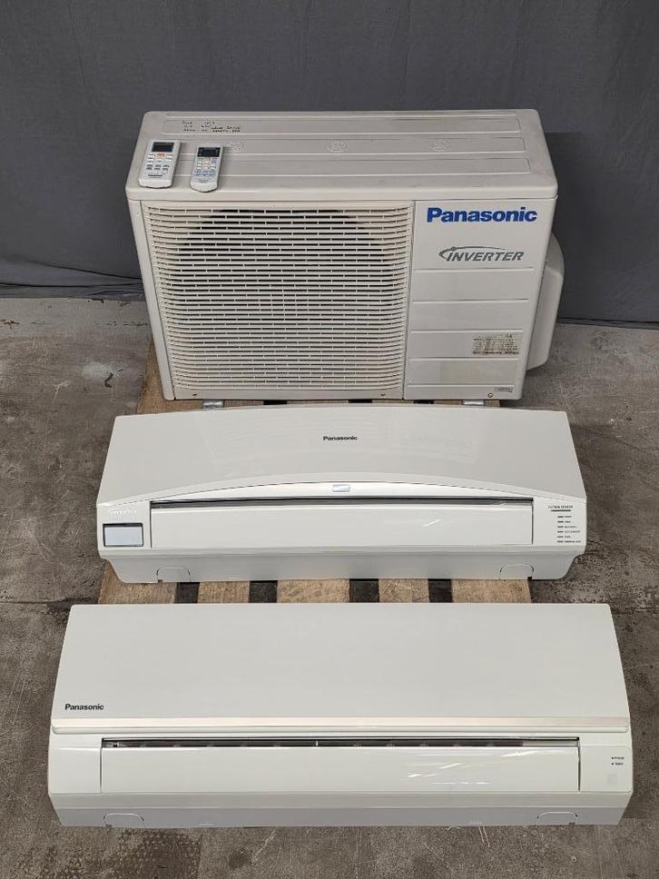 Panasonic duo-split airco/warmtepomp — 2x wandmodel, 5,2 kW, Witgoed en Apparatuur, Airco's, Refurbished, Wandairco, 100 m³ of groter