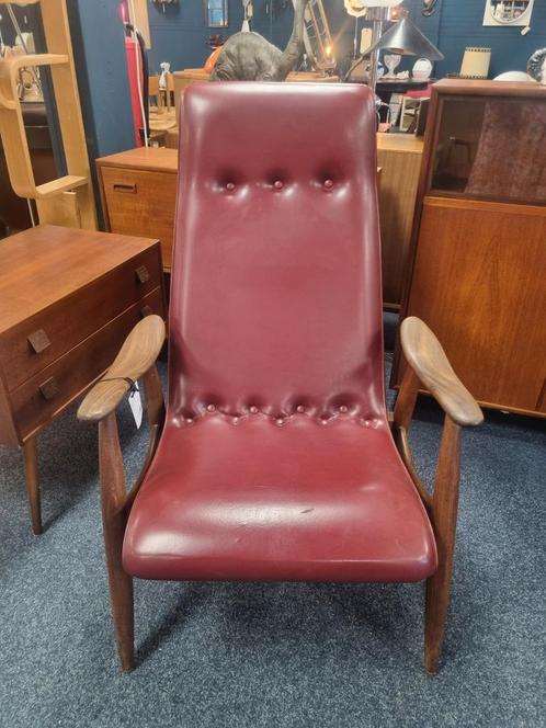 Vintage Louis van Teeffelen stoel, Huis en Inrichting, Stoelen, Gebruikt, Eén, Rood, Ophalen