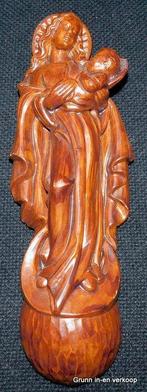 Vintage houten Maria beeldje met kind, Antiek en Kunst, Ophalen of Verzenden
