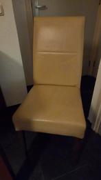 Eetkamerstoel - Beige Leer gratis, Huis en Inrichting, Ophalen, Gebruikt, Bruin, Hout
