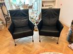 2x Montis Charly zwart leer, Huis en Inrichting, Ophalen, Minder dan 75 cm, Leer, Zo goed als nieuw