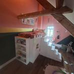 Steigerhouten Kasteelbed 90x200, Ophalen, 85 tot 100 cm, Gebruikt, Lattenbodem