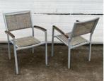 34 nette horeca terrasstoelen stapelbaar textileen beige, Ophalen, Gebruikt, Overige kleuren, Riet of Rotan