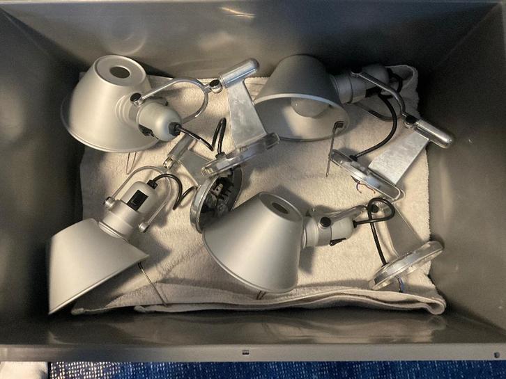 4x Artemide Tolomeo Faretto met schakelaar gloeilamp, Huis en Inrichting, Lampen | Wandlampen, Gebruikt, Metaal, Ophalen