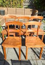 Teak houten stoelelen 5x, Huis en Inrichting, Stoelen, Ophalen, Gebruikt, Bruin, Vijf, Zes of meer stoelen