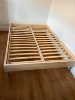 Tweepersoons bed (140 x 200) met lattenbodems, Huis en Inrichting, Slaapkamer | Bedden, Ophalen, Gebruikt, Bruin, Tweepersoons