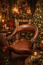 🦁✨ Antieke Leren Fauteuil met Leeuwenkoppen,  Masterpiece, Ophalen of Verzenden