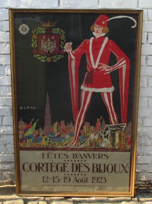 zeldzame affiche Antwerpen Juwelenstoet 1923, Antiek en Kunst, Curiosa en Brocante, Ophalen