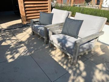 2 teakhouten lounge fauteuils beschikbaar voor biedingen