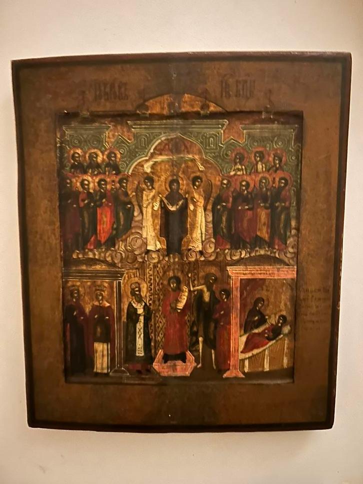 Antiek Russisch Ikoon, Antiek en Kunst, Antiek | Religie, Ophalen of Verzenden