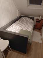 Eenpersoonsbed met lattenbodem - Grijs grenen, Ophalen, Gebruikt, 90 cm, Eenpersoons