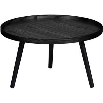 Ronde zwarte salontafel,  merk Woood, Huis en Inrichting, Tafels | Bijzettafels, Ophalen, Minder dan 45 cm, Gebruikt, Rond