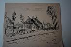 THEO L`HERMINEZ BOERDERIJ AAN WEG BOMEN O.I. TEKENING K41, Antiek en Kunst, Verzenden