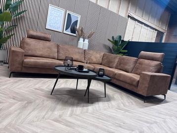 ZGAN Kapenga Industriële Lederen Hoekbank - Cognac - 305x247 beschikbaar voor biedingen