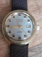 Tutima 2000 Glasshutte 60er jaren handopwinder, Ophalen of Verzenden, Leer, Overige merken