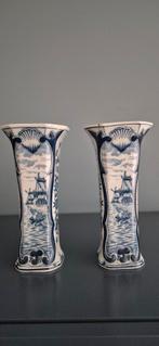 2 Delfts Blauwe Vazen met molen, Antiek en Kunst, Ophalen