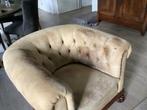 Hertenleren bank en fauteuil, Gebruikt, Klassiek, Driepersoons, Ophalen of Verzenden