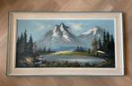 Olieverfschilderij - Berglandschap met Meer, Ophalen of Verzenden