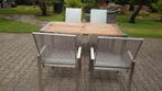 Mooie RVS Teak tuinset, Ophalen, Gebruikt, Rvs