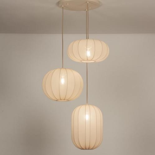 hanglamp bank bed bank vide tafel beige stof lamp lampion, Huis en Inrichting, Lampen | Hanglampen, Nieuw, Minder dan 50 cm, Stof