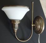 Nr ONB38: Koperkleurig hanglampje met melkglazen kapje, Antiek en Kunst, Ophalen of Verzenden