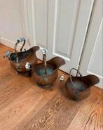 Koperen kolenserker - kolenkit - antiek - set van 3, Antiek en Kunst, Antiek | Koper en Brons, Ophalen of Verzenden