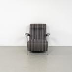 2x Leolux Scylla Fauteuil Hoog Gestreept Stof - Bruin Leer, Huis en Inrichting, Fauteuils, Metaal, 75 tot 100 cm, Ophalen of Verzenden