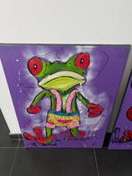Liz Frog on Purple thema, schilderij 60x80x2cm, Antiek en Kunst, Kunst | Schilderijen | Modern, Ophalen