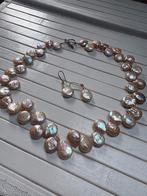 Vintage Zoetwaterparel Set Vietnam '90-'00, Sieraden, Tassen en Uiterlijk, Kettingen, Gebruikt, Ophalen of Verzenden, Roze, Met edelsteen