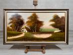 Schilderij van een landelijk tafereel met huisje, Antiek en Kunst, Kunst | Schilderijen | Klassiek, Ophalen of Verzenden