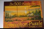 Toscaanse Baai drieluik puzzel 3x500 Triptychon COMPLEET, Hobby en Vrije tijd, Denksport en Puzzels, Ophalen of Verzenden, 500 t/m 1500 stukjes