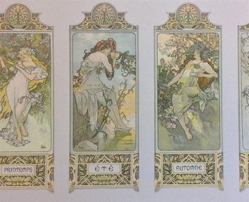 De vier jaargetijden Alphonse Mucha Metalen Wandbord beschikbaar voor biedingen