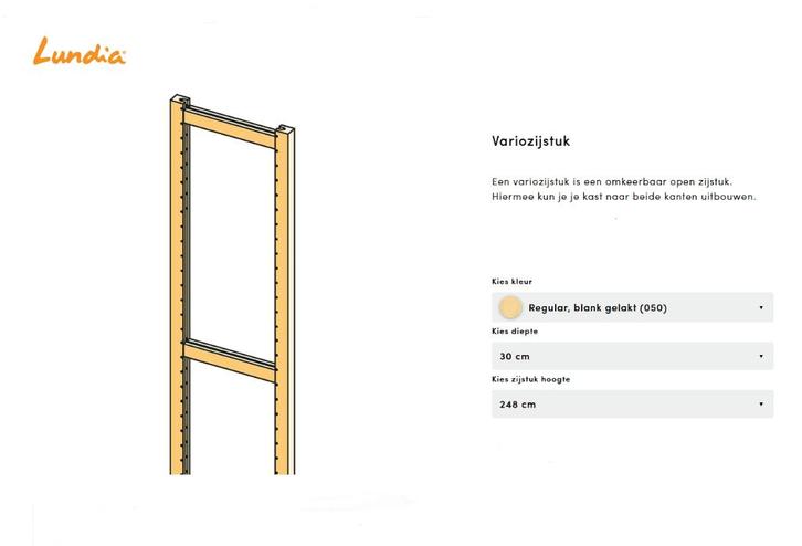Lundia vario staander 248x30 dicht regulier gelakt nette sta, Huis en Inrichting, Kasten | Overige, Gebruikt, Ophalen