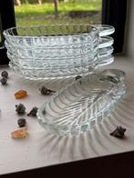 5 vintage glazen schaaltjes, schalen, kerst, dessert, feest, Ophalen of Verzenden