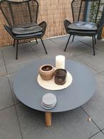 Grote grijze metalen tuintafel, Tuin en Terras, Tuintafels, Ophalen, Zo goed als nieuw, Rond, Overige materialen